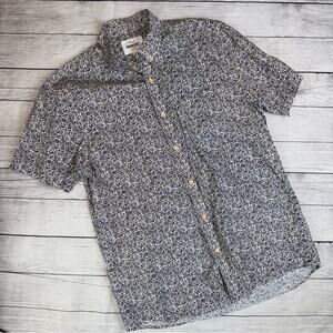 Barkers (New Zealand) Men's Black White Floral Short Sleeve Buttoned Shirt Large